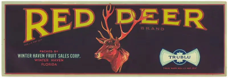 Этикетка фруктов Red Deer Brand by Аноним — digital art print download