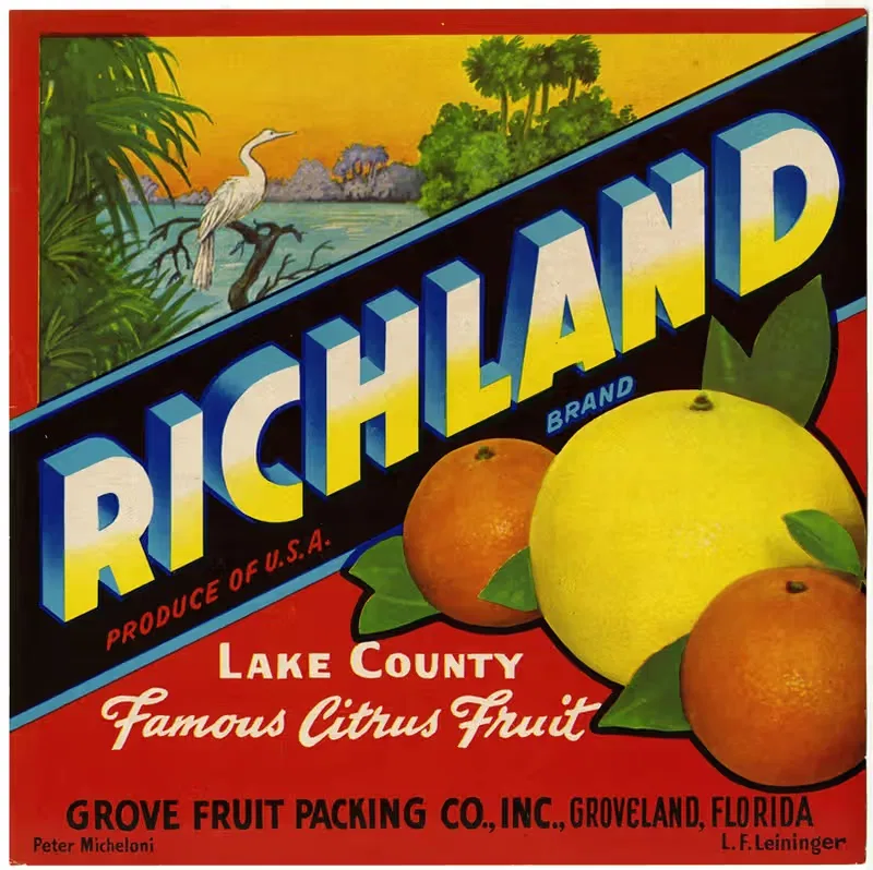 Этикетка цитрусовых фруктов Richland Brand by Аноним — digital art print download