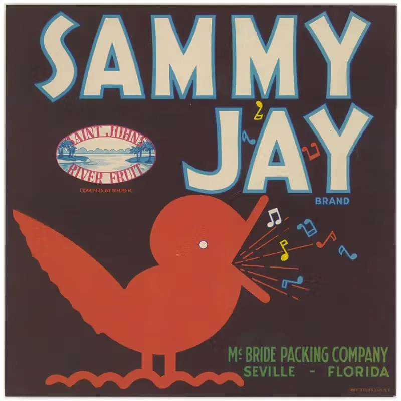 Этикетка цитрусовых Sammy Jay Brand by Аноним, 1930-1950 — digital art print download