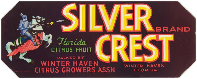 Этикетка цитрусовых фруктов Silver Crest Brand Florida by Аноним, 1930-1950 — digital art print download