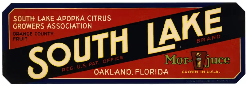 Этикетка фруктов South Lake Brand by Аноним, 1930-1950 — digital art print download