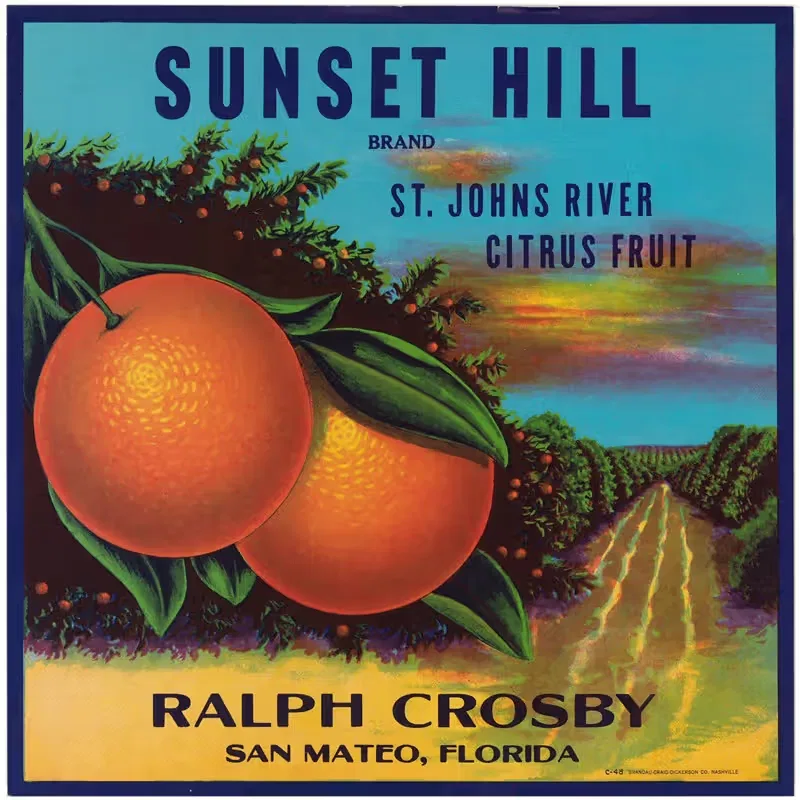 Sunset Hill Brand Florida Citrus Label — Anonymous