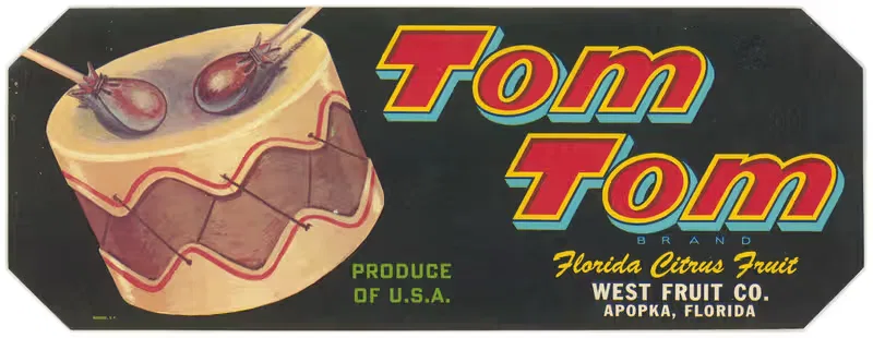 Этикетка цитрусовых фруктов Тома Тома Бранда Флорида by Аноним, 1930-1950 — digital art print download