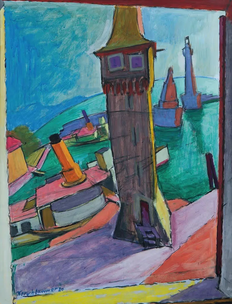 Lindauer Hafen III by Anton Kerschbaumer, 1920 — digital art print download