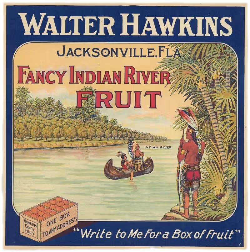 Walter Hawkins Fancy Indian River Fruit Citrus Label — Anonymous