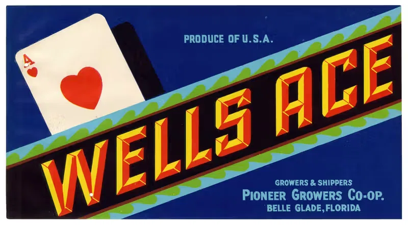 Этикетка Wells Ace Produce by Аноним, 1930-1950 — digital art print download