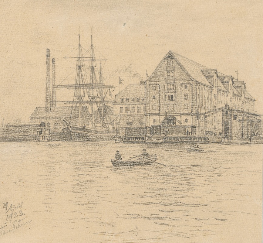 Copenhagen harbor by Петер Том-Петерсен, 1923 — digital art print download