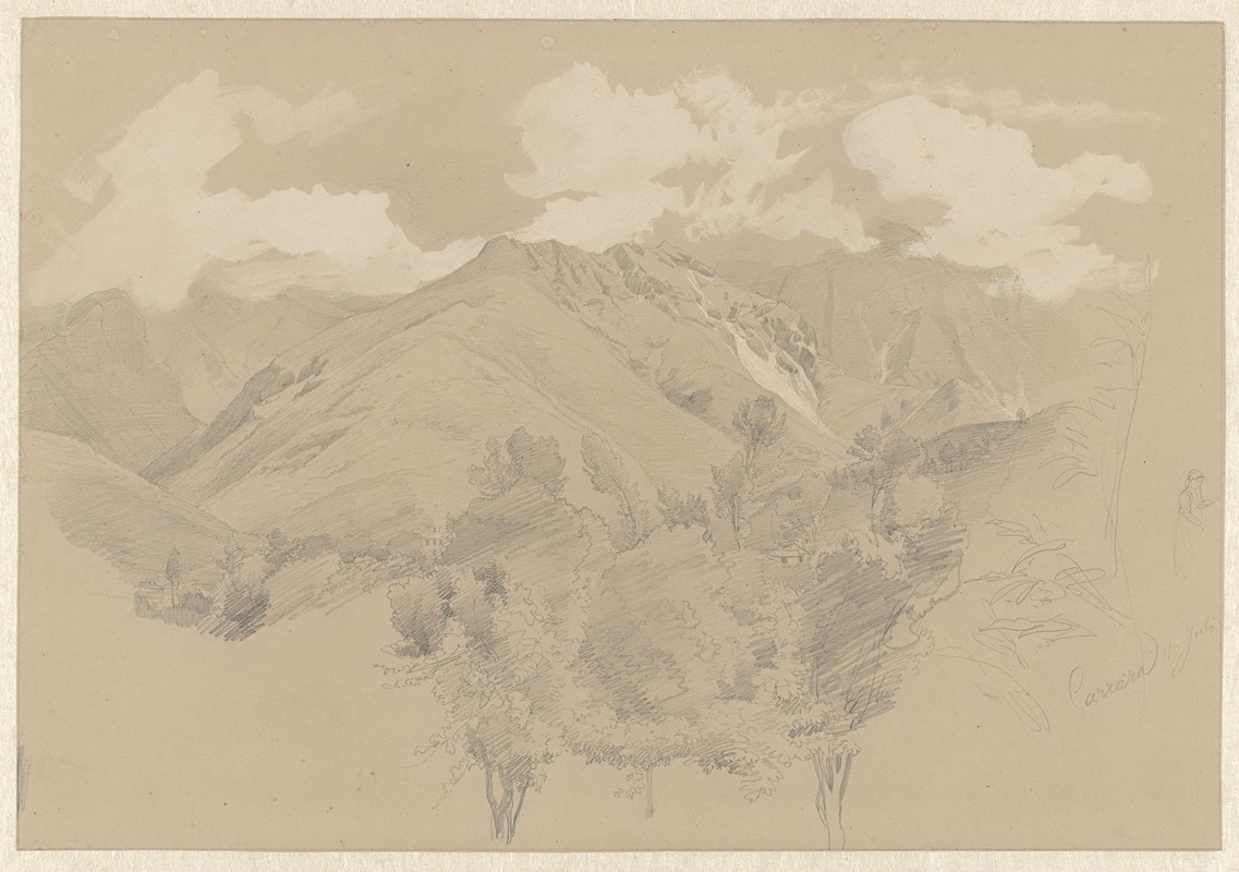 Berglandschap bij Carrara by Пьер Луи Дюбурк, 1825-1873 — digital art print download