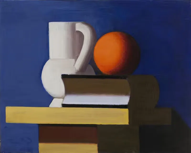 Still Life with White Jar, Orange and Book — Vilhelm Lundstrøm