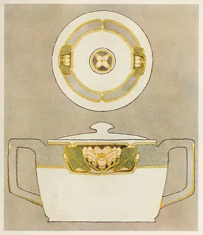 Sugar Bowl. Conventional Orange Blossoms by Hannah Borger Overbeck, 1915 — digital art print download