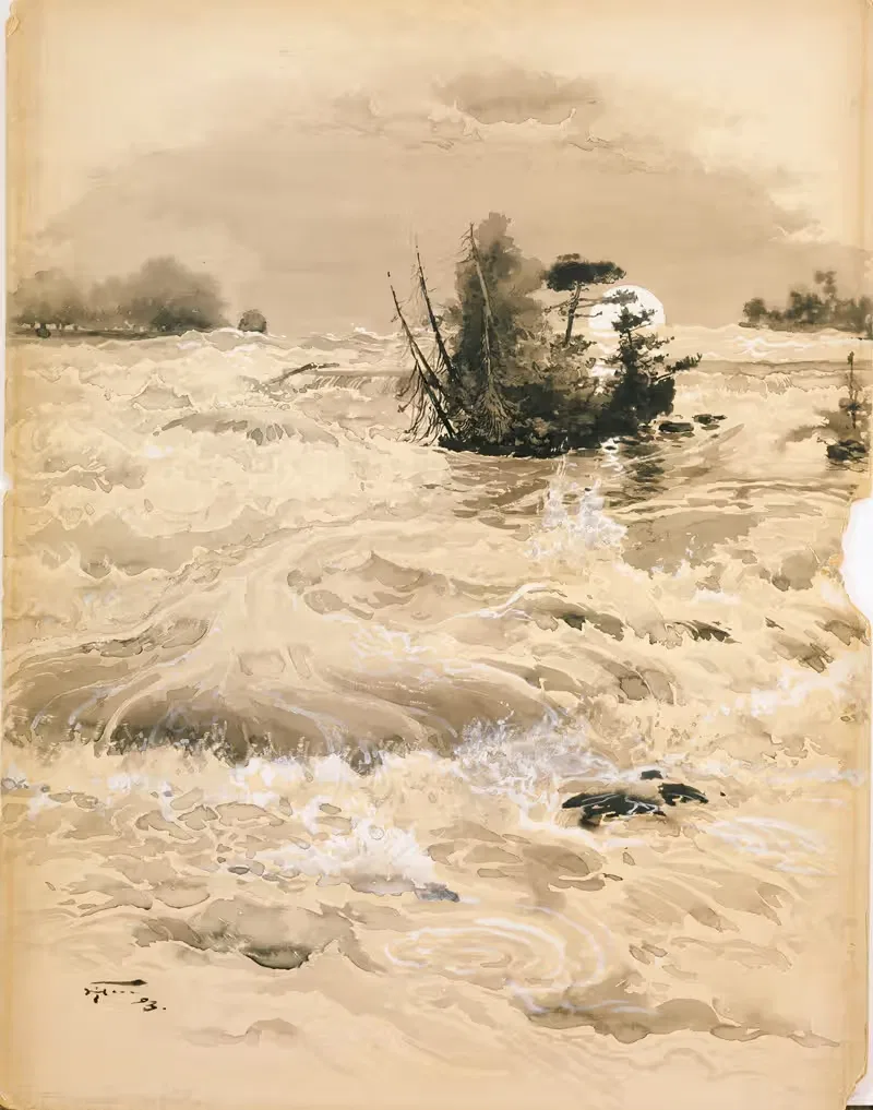 Американские пороги при лунном свете by Гарри Фенн, 1893 — digital art print download