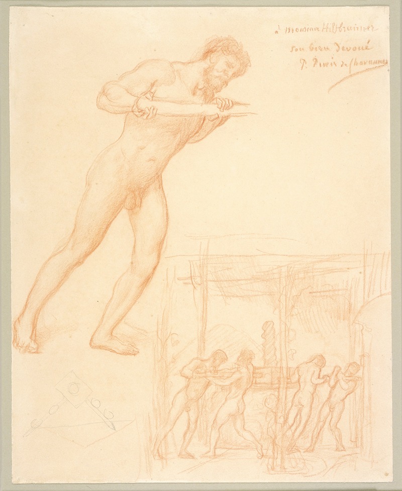 Studies of Men Turning a Cider Press — Pierre Puvis de Chavannes