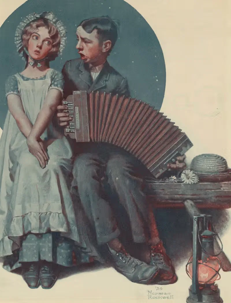 Accordion serenade by Norman Rockwell, 1924 — digital art print download