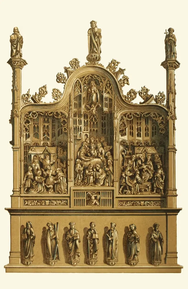 A portable altar in carved oak — Henry Noel Humphreys
