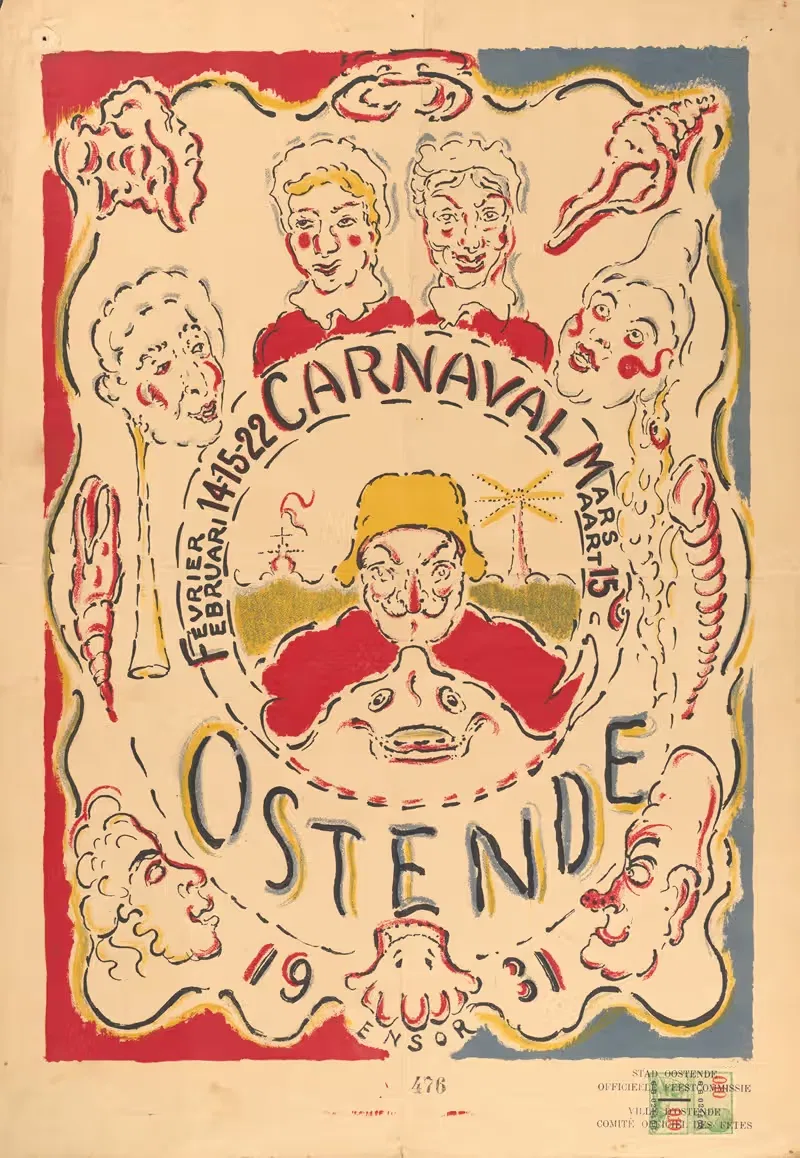 Affiche voor het carnaval van Oostende by Джеймс Энсор, 1931 — digital art print download