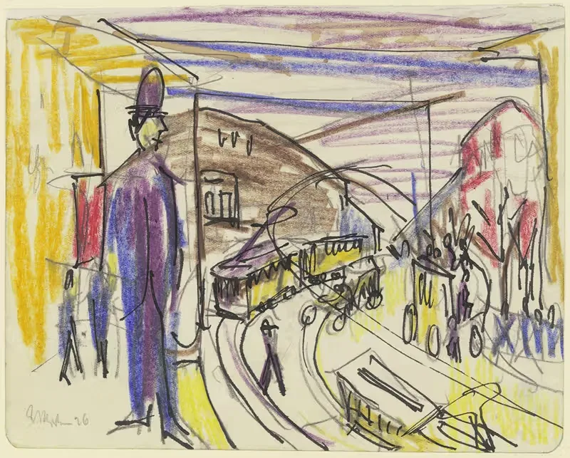 Улица большого города с трамваями by Эрнст Людвиг Кирхнер, 1926 — digital art print download