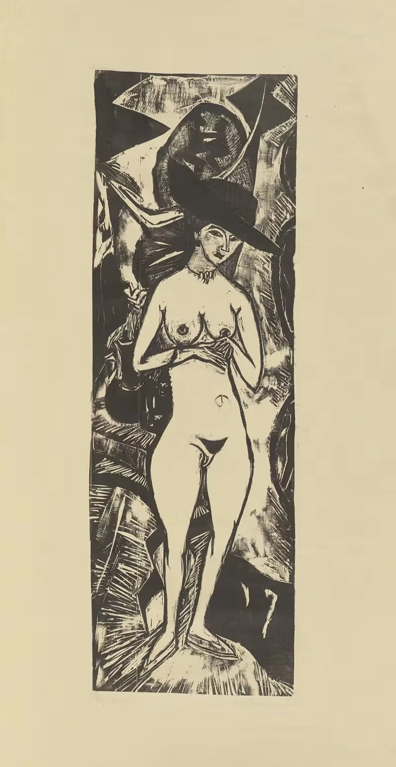 Ню в черной шляпе by Эрнст Людвиг Кирхнер, 1911 – 1912 — digital art print download