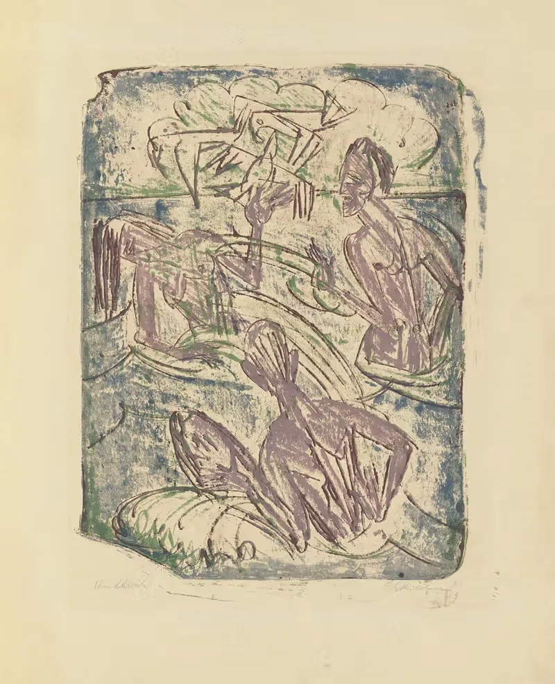 Брызгающая купающаяся by Эрнст Людвиг Кирхнер, 1916 — digital art print download