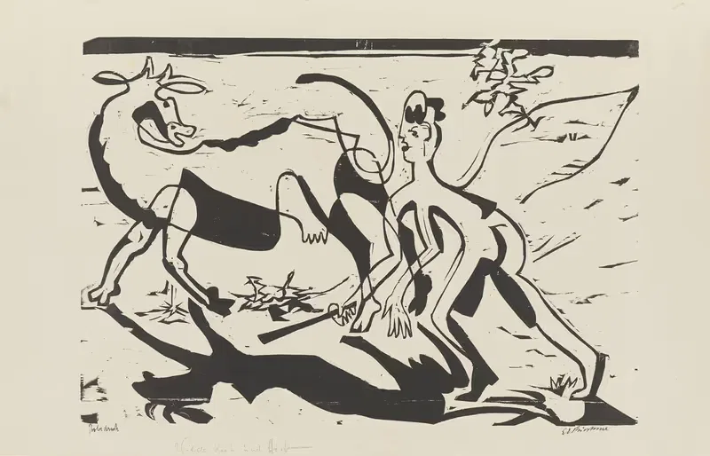 Дикая корова и пастух by Эрнст Людвиг Кирхнер, 1933 – 1934 — digital art print download