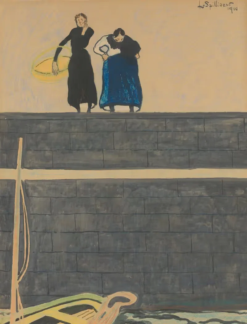 Vissersvrouwen op de kaai — Léon Spilliaert