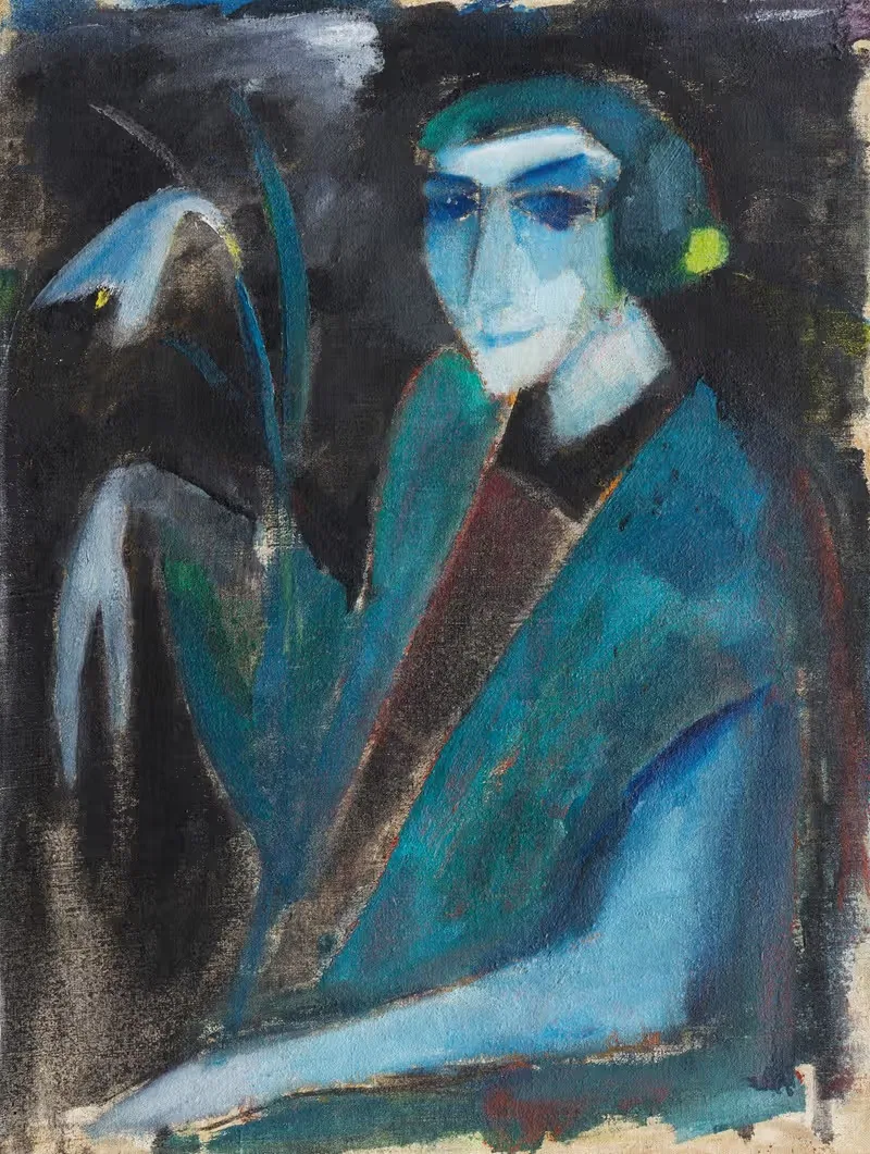 Damenbildnis mit Lilie — Hermann Stenner