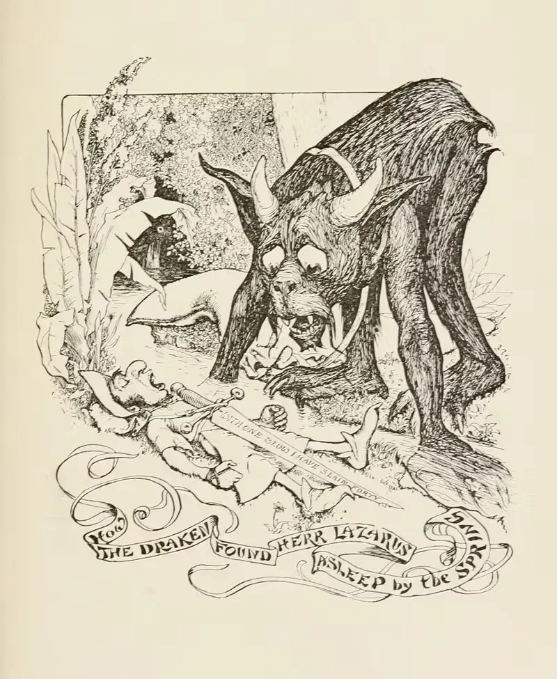 How the Draken found Herr Lazarus asleep by the Spring — Henry Justice Ford