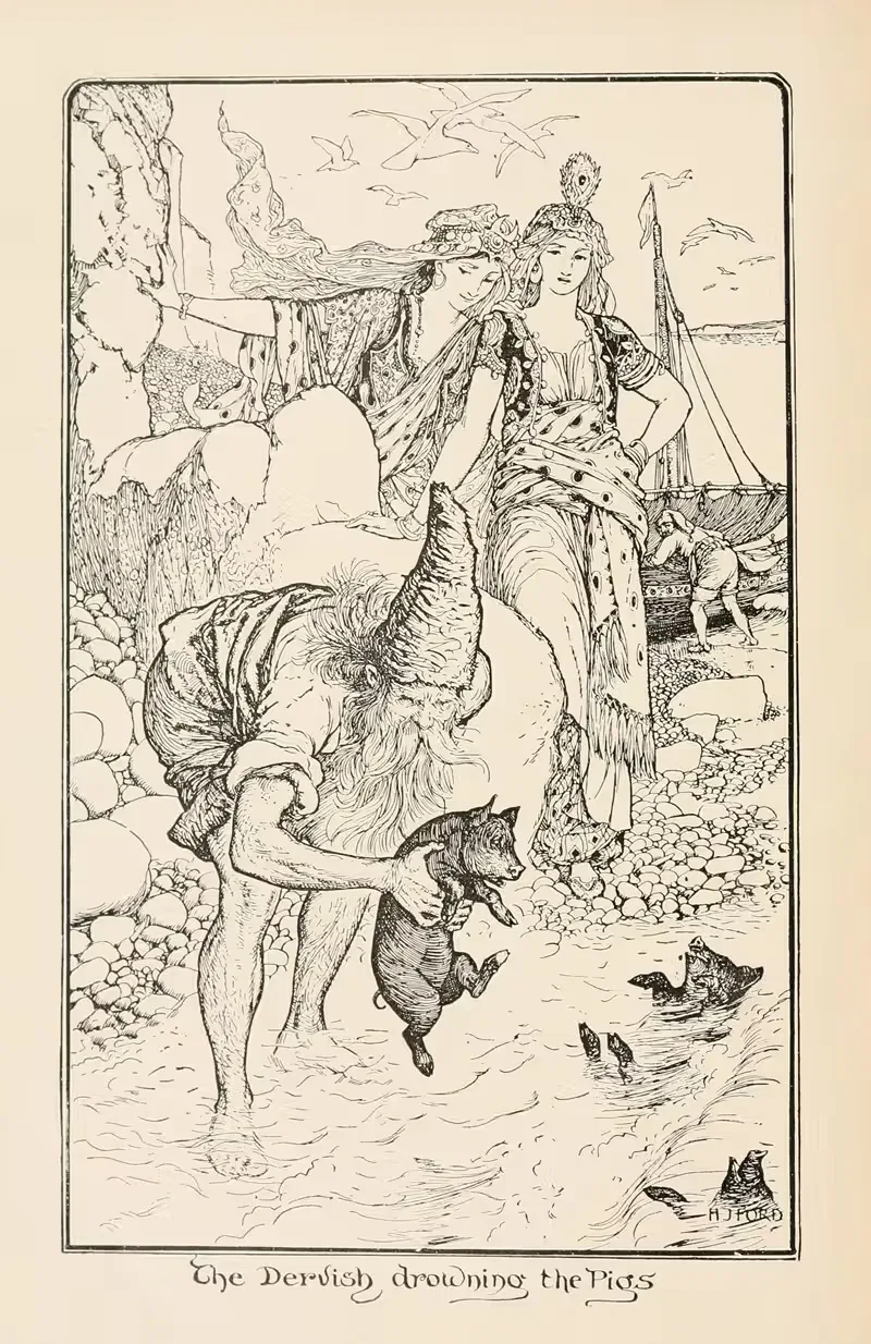 Дервиш, тонущий свиней by Генри Джастис Форд, 1905 — digital art print download