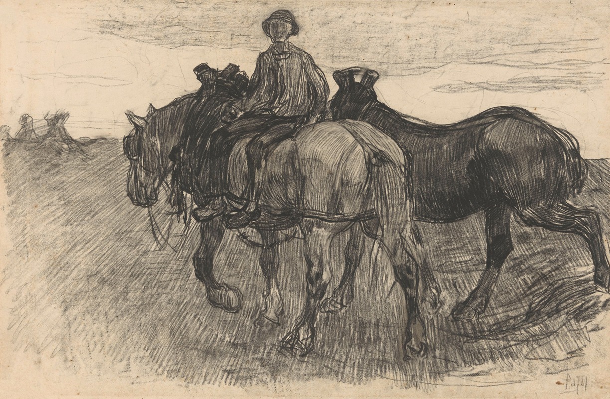 Span paarden met een berijder by Питер Йосселин де Йонг — digital art print download