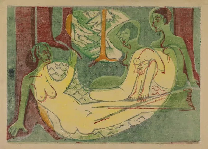 Три акта в лесу by Эрнст Людвиг Кирхнер, 1933 — digital art print download
