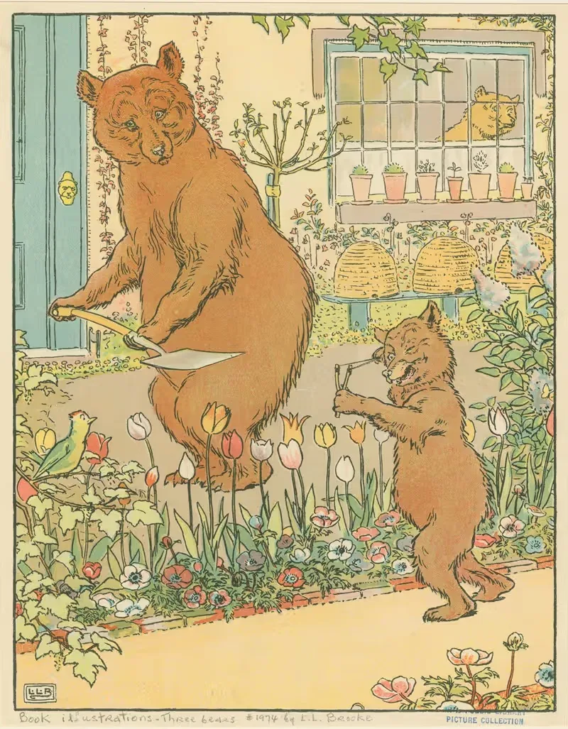 Папа и медвежонок by Леонард Лесли Брук, 1909 — digital art print download