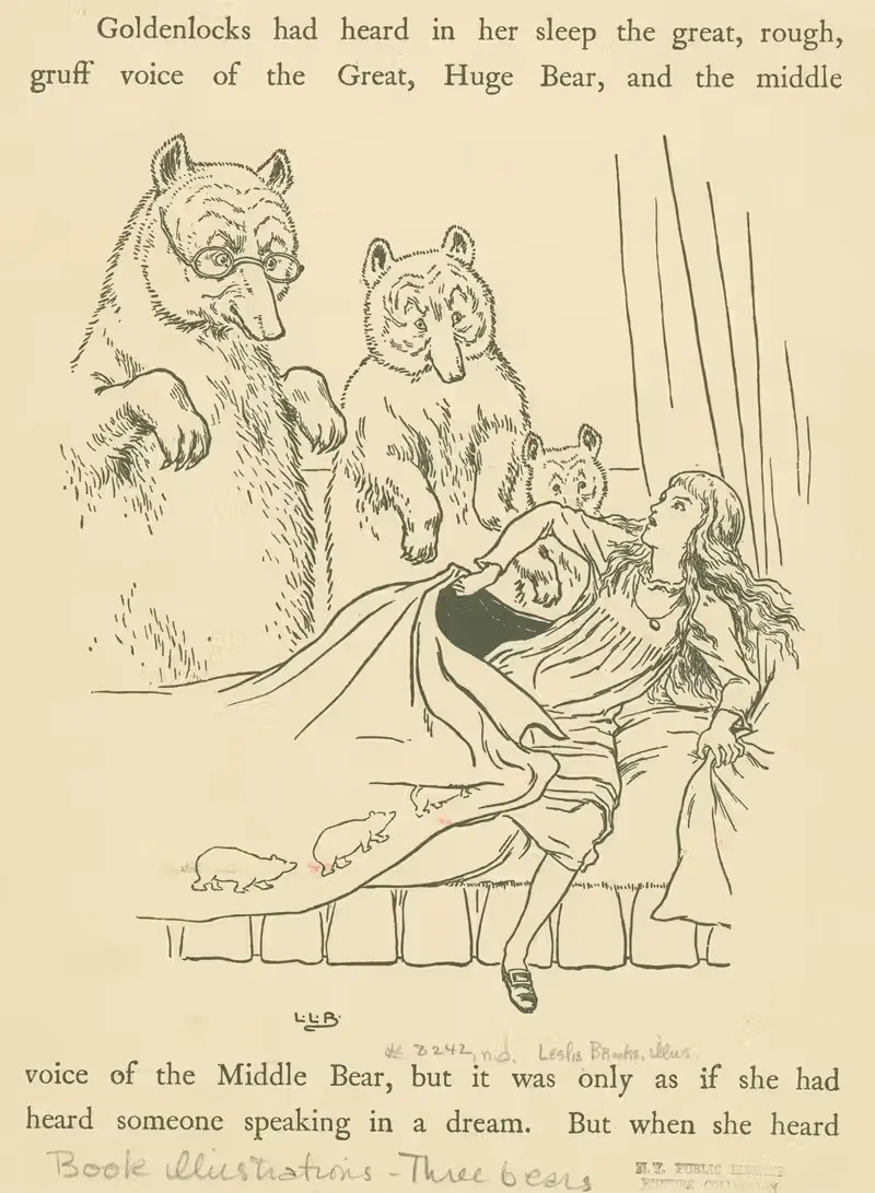 Медведи находят Златовласку by Леонард Лесли Брук, 1909 — digital art print download
