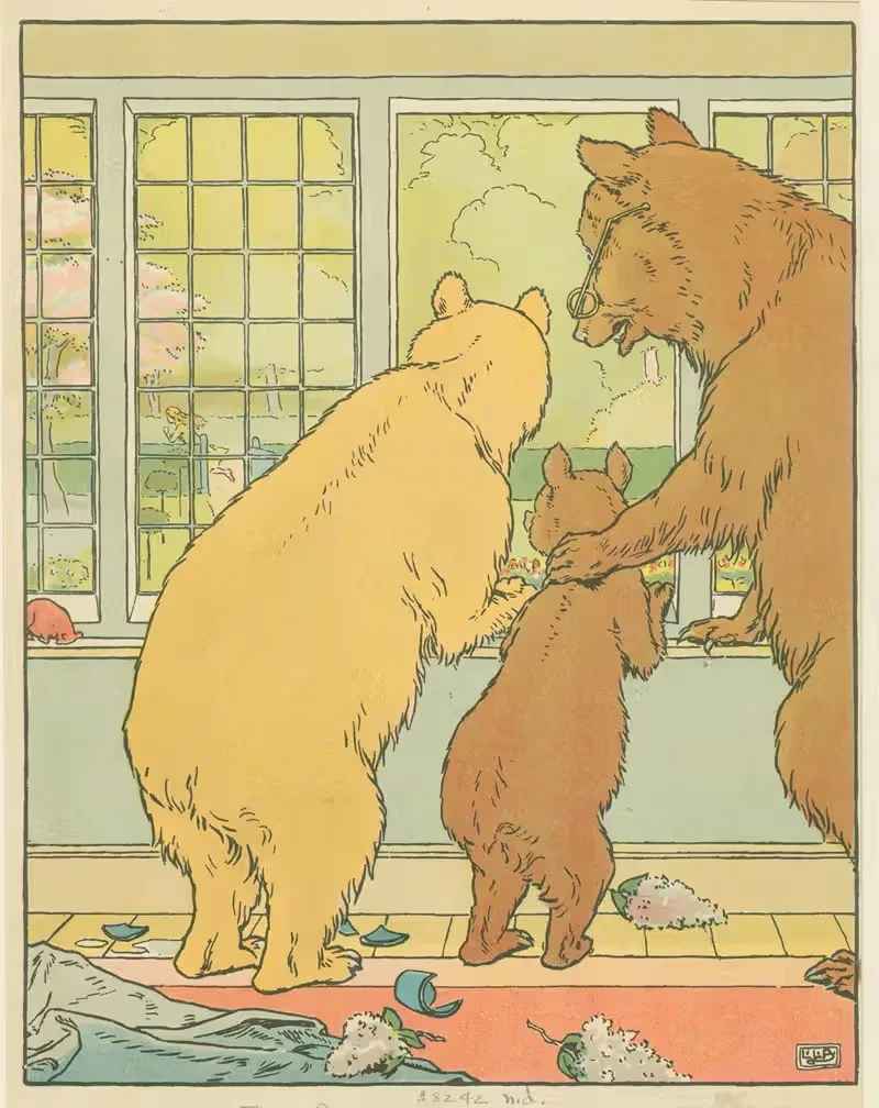 The bears watch from the window by Leonard Leslie Brooke, 1909 — digital art print download