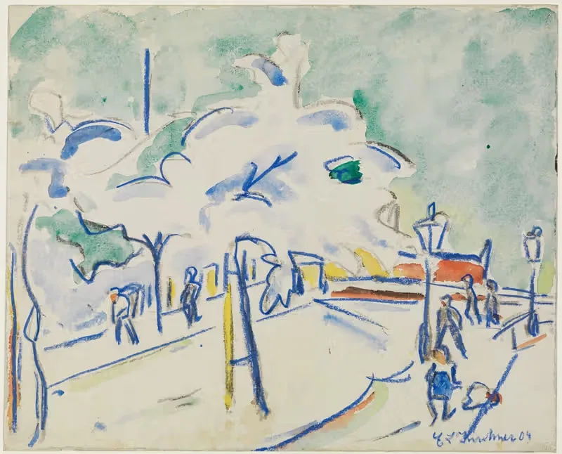 Береговая река с деревьями (Дрезден) by Эрнст Людвиг Кирхнер, 1909 — digital art print download