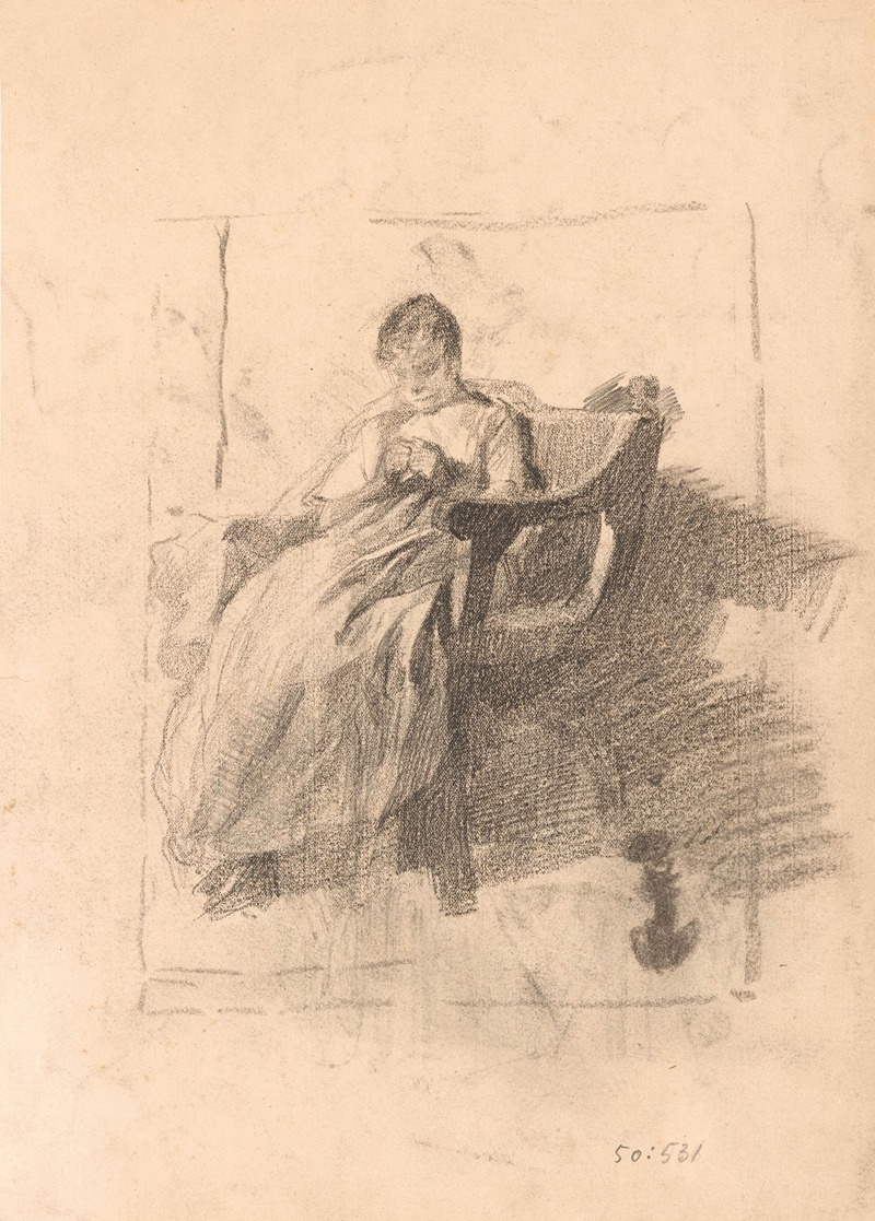 Zittende handwerkende vrouw — Pieter Josselin de Jong