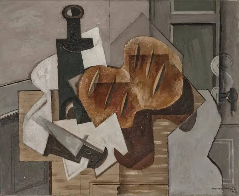 Couteau, bouteille et pain breton — Louis Marcoussis
