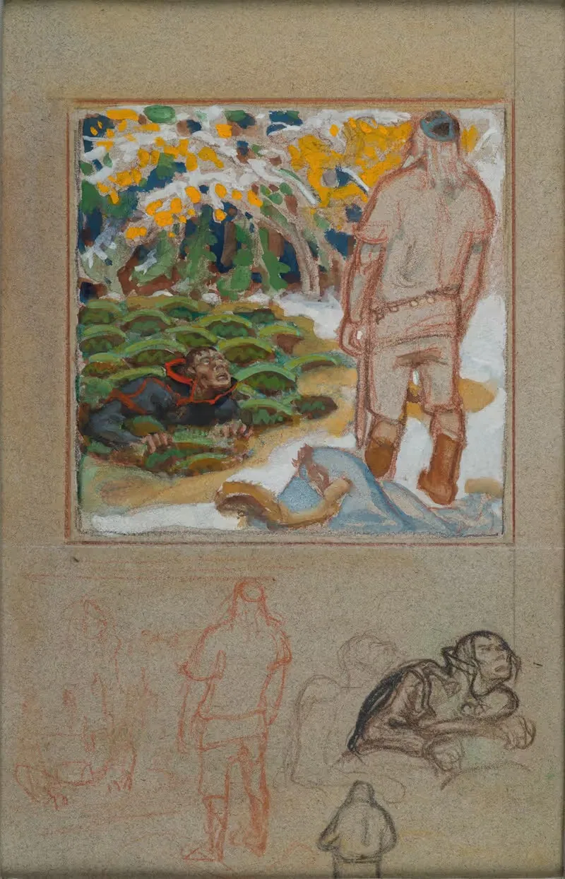 The Complete Kalevala, sketch. Väinämöinen. — Akseli Gallen-Kallela