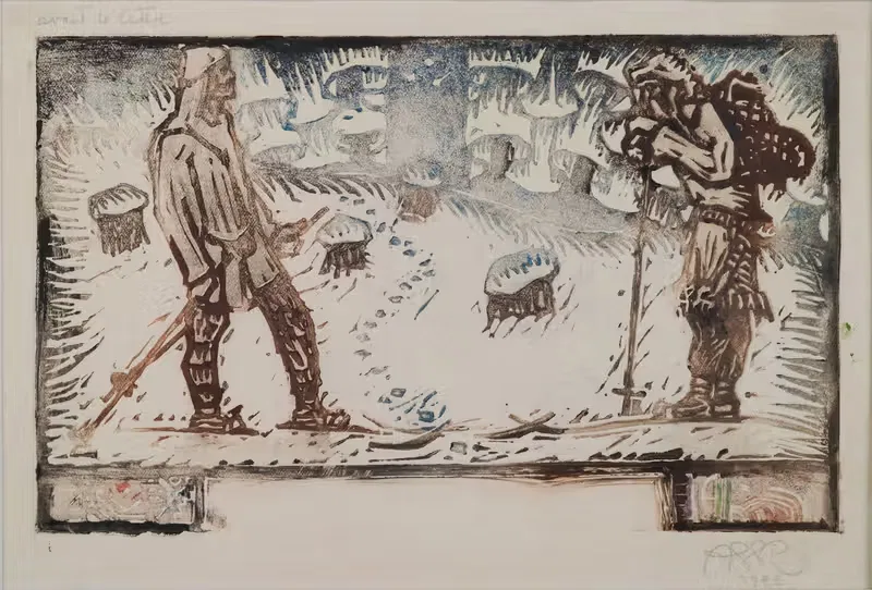 Two skiers meet by Akseli Gallen-Kallela, 1922 — digital art print download