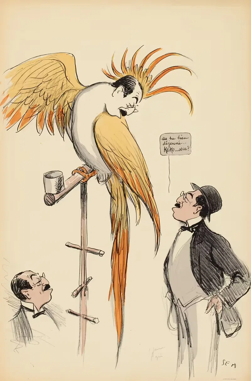 as tu bien déjeuné Koko…stia — Georges Goursat (Sem)