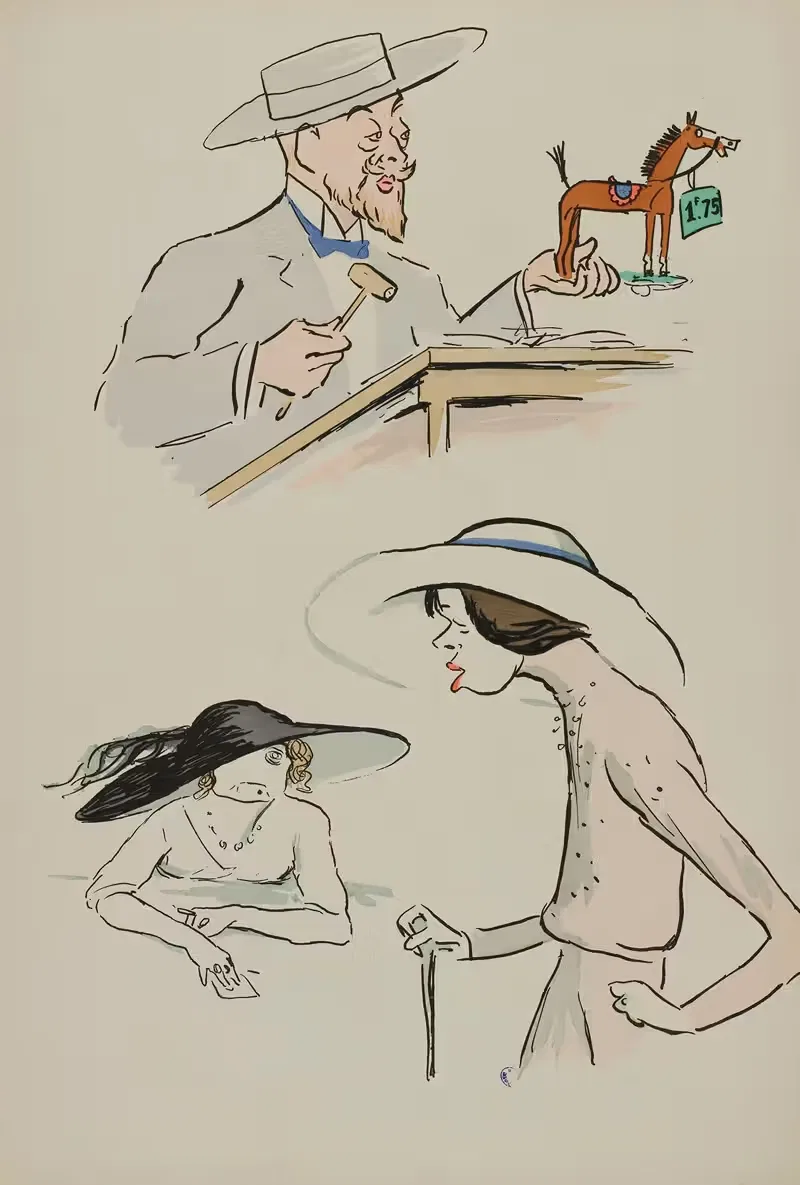 Chéri Halbronn, Mme d'Artex, Mme Brighton — Georges Goursat (Sem)