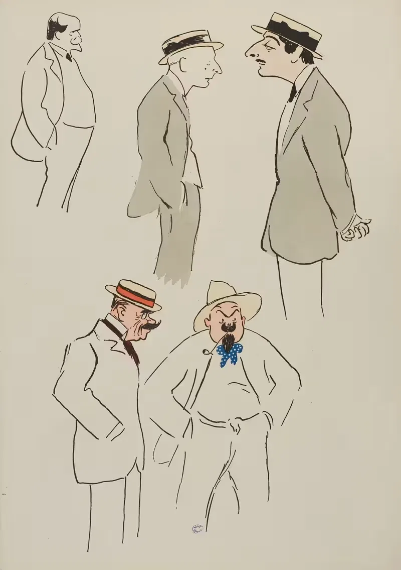 cinq personnages dont Letellier — Georges Goursat (Sem)