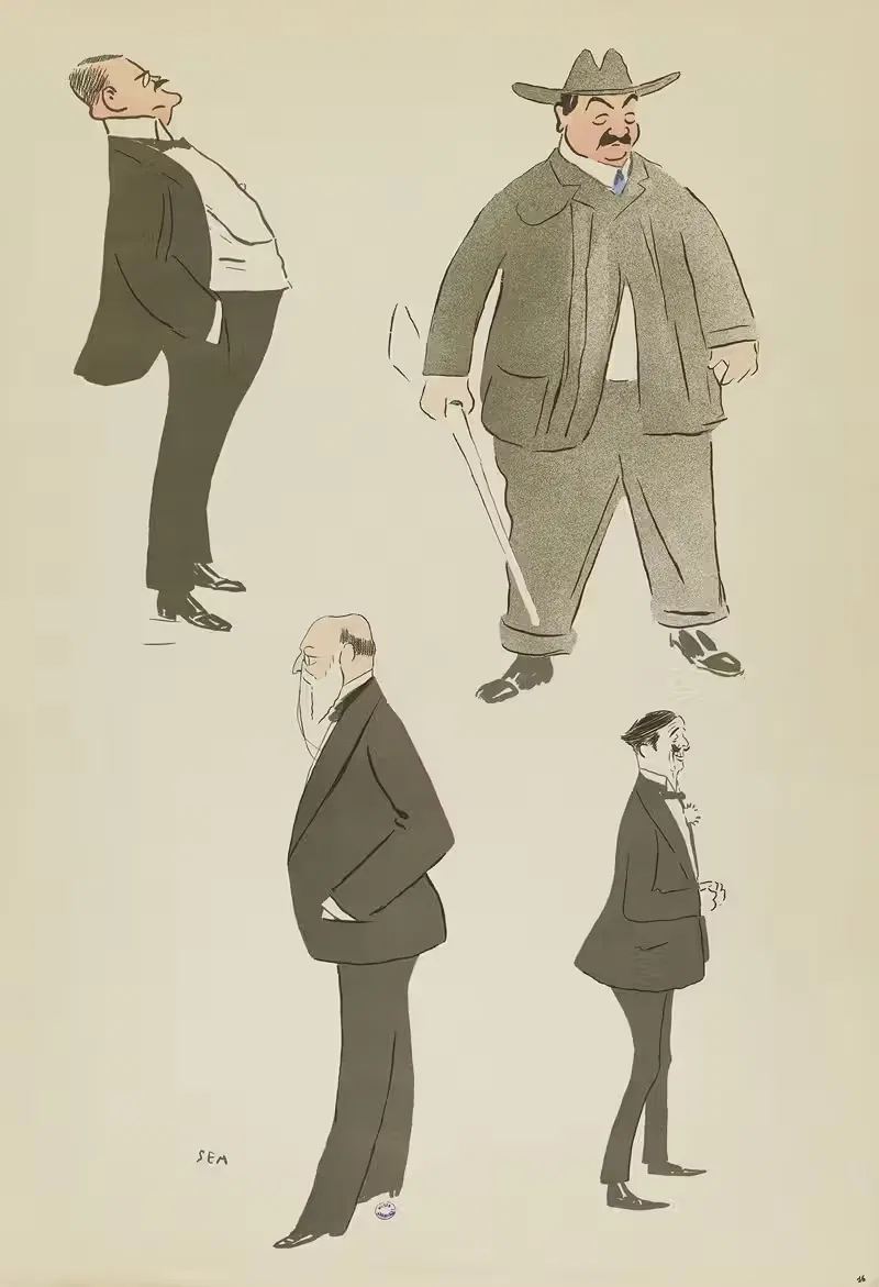 comte Sierstorpff, Walter Blake, inconnu, baron de Spinoven — Georges Goursat (Sem)