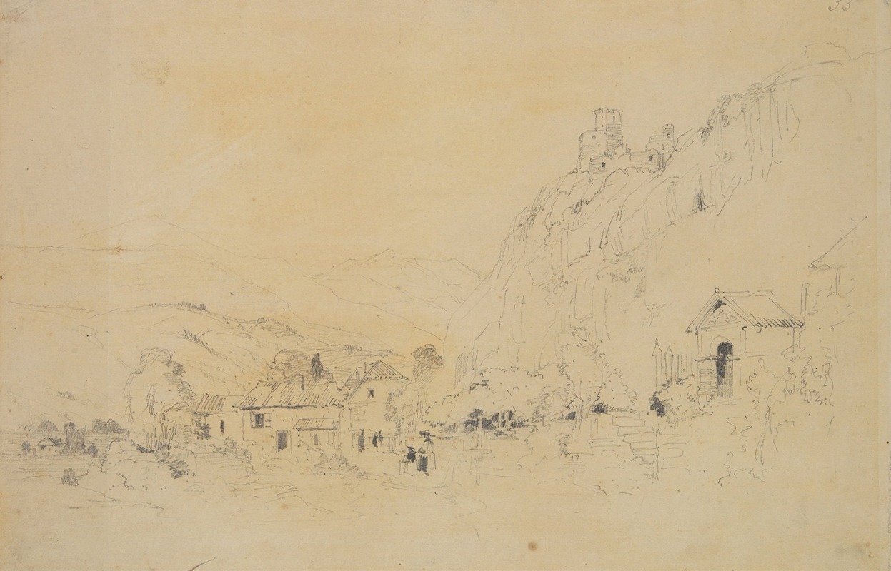 Sion with the ruins on Mount Tourbillon — Richard Parkes Bonington