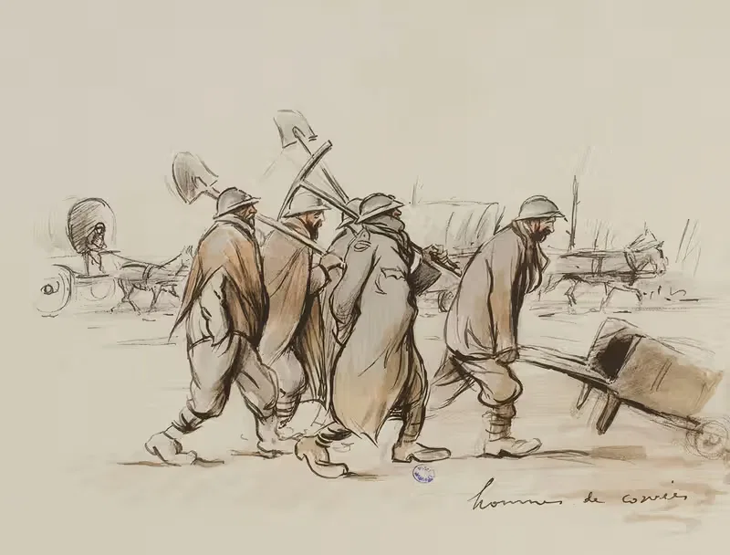 Мужчины на принудительных работах by Жорж Гурсат, 1915-1916 — digital art print download