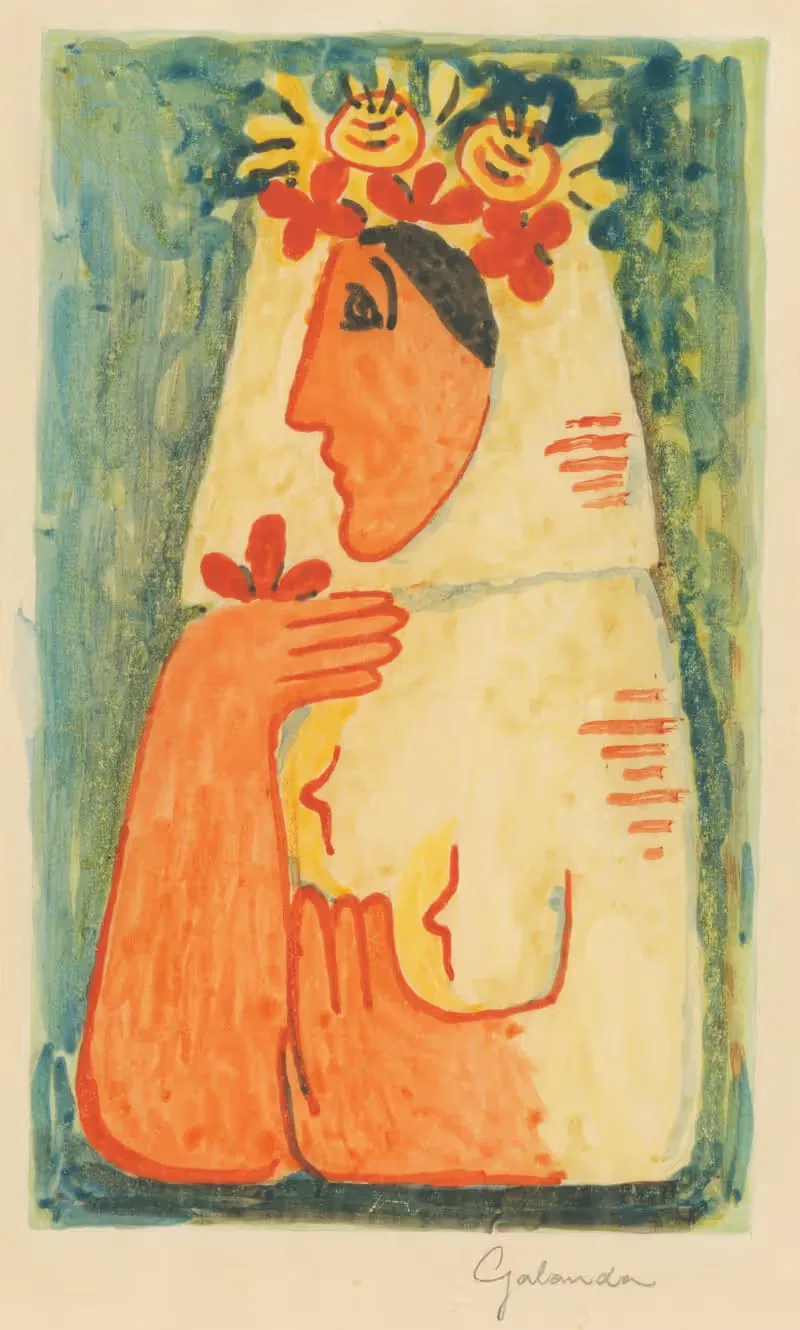 Woman with a Garland — Mikuláš Galanda