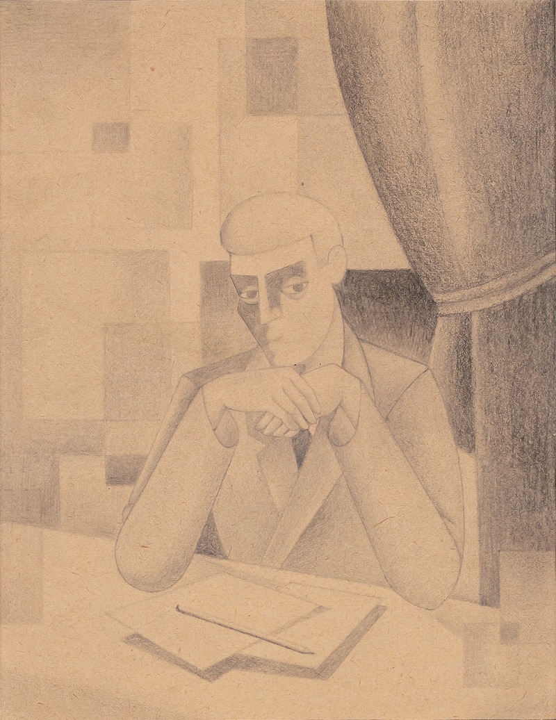 Homme assis pensif by Рожер де Ла Фреснай — digital art print download