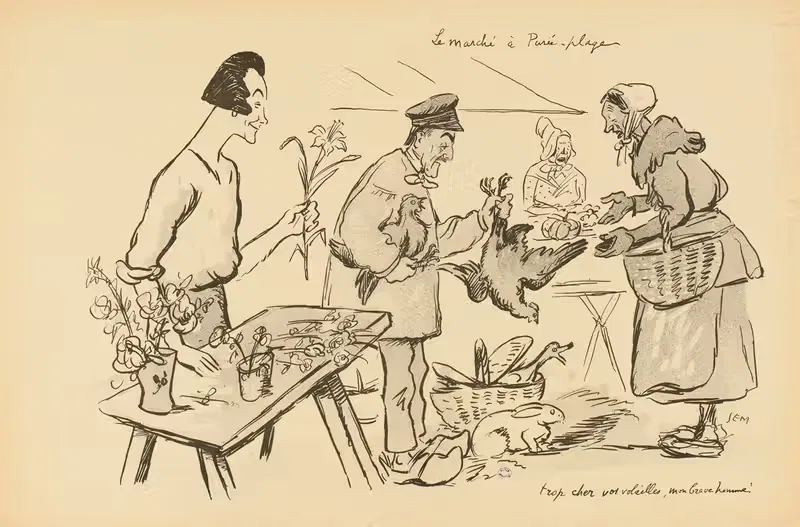 Le marché à Purée-plage by Georges Goursat (Sem), 1919 — digital art print download