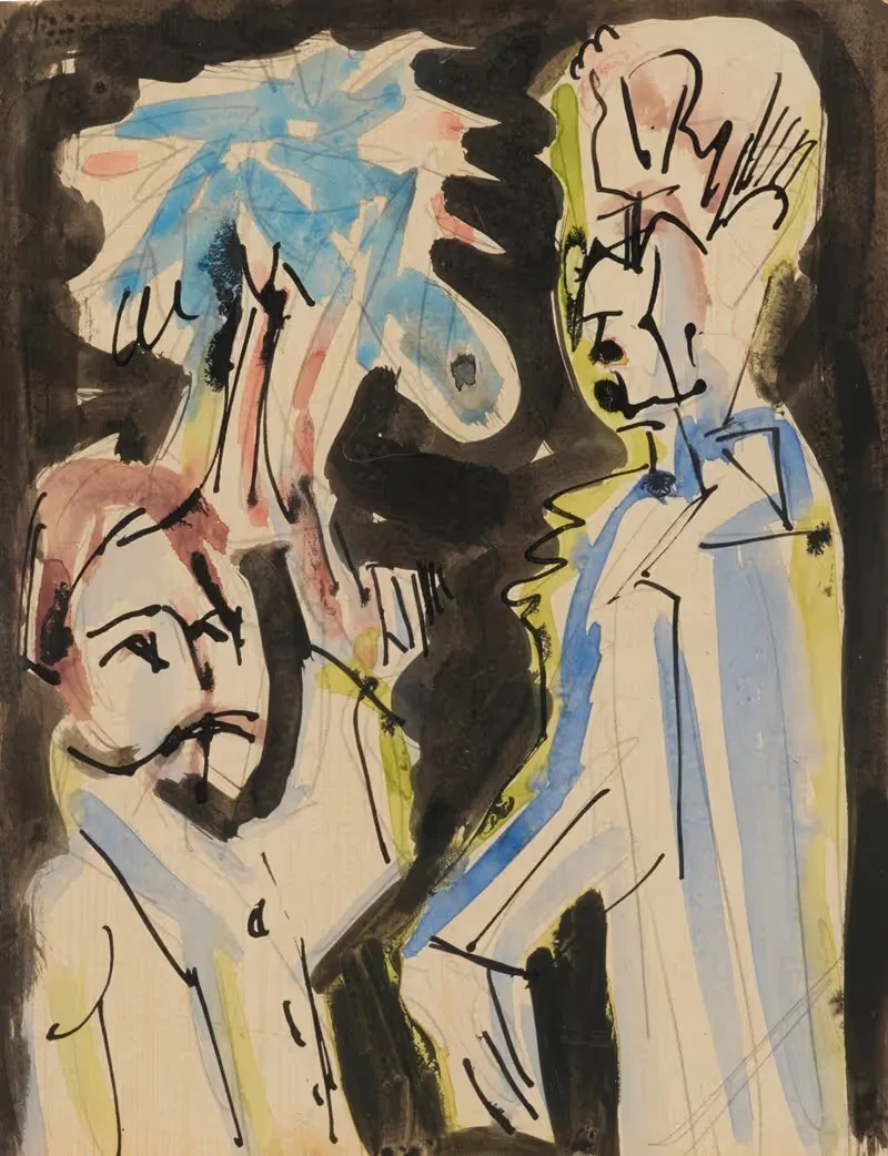 Zwei Halbfiguren (Two half-figures) by Ernst Ludwig Kirchner, 1916 — digital art print download
