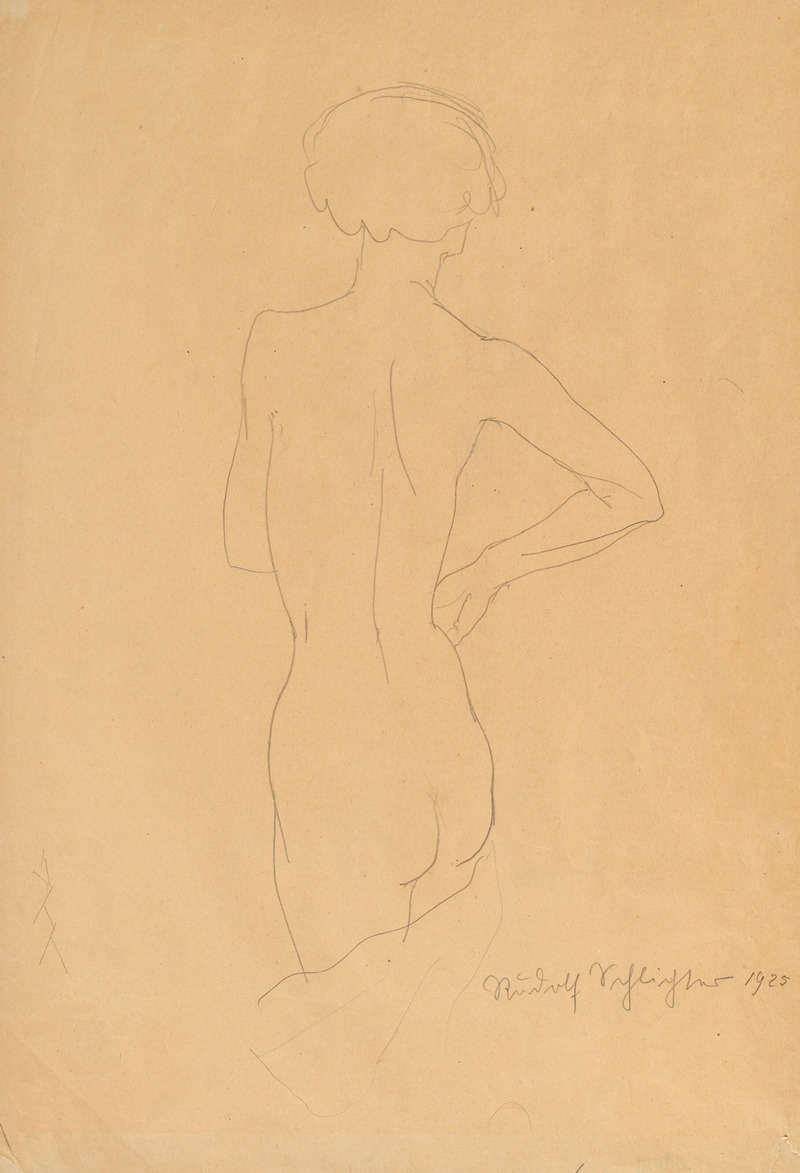 Stehend Nackt (eine Hand an der Hüfte) by Рудольф Шлихтер, 1925 — digital art print download