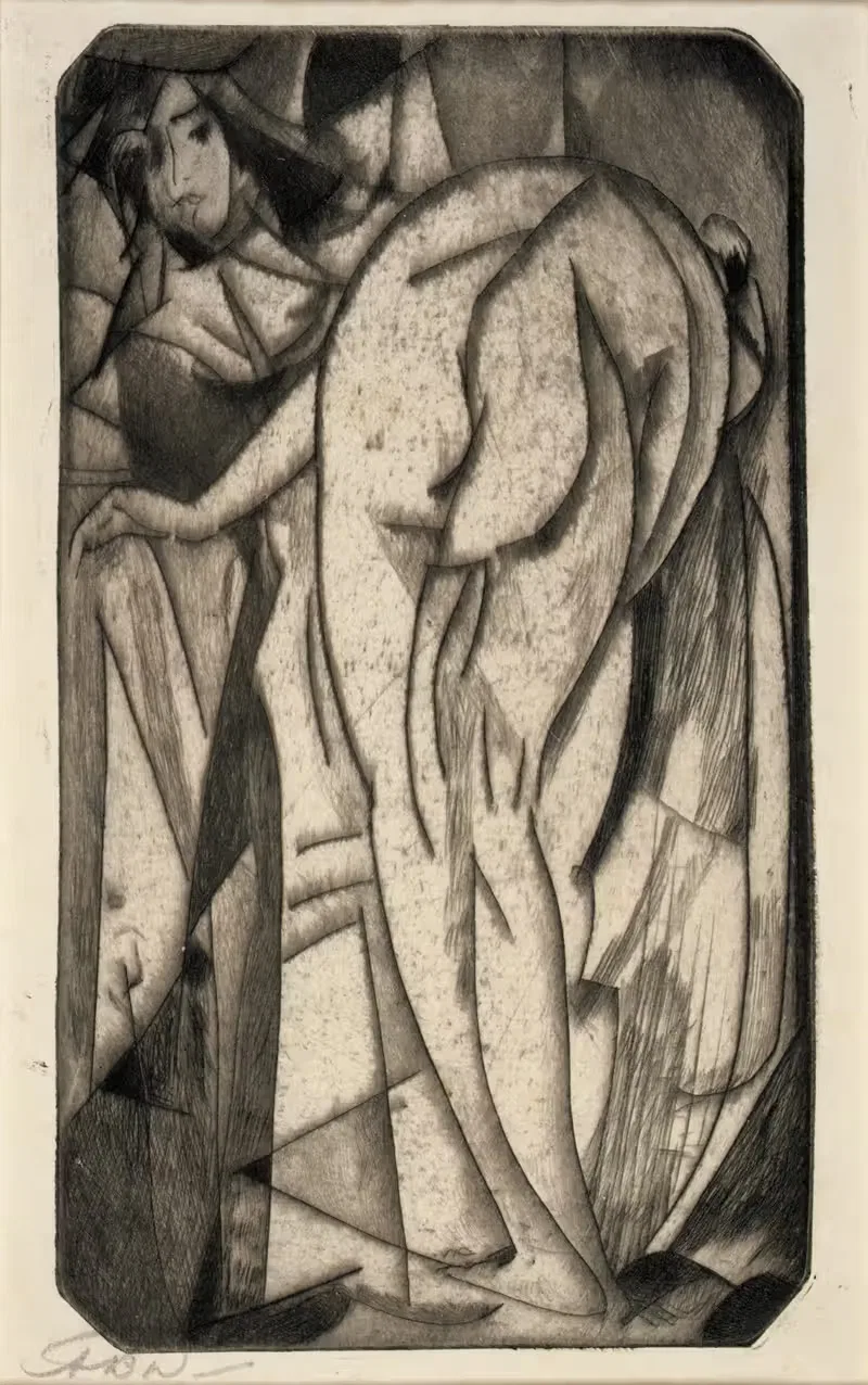 Купающаяся женщина и слуга by Артур Боун Дэвис, 1917 — digital art print download