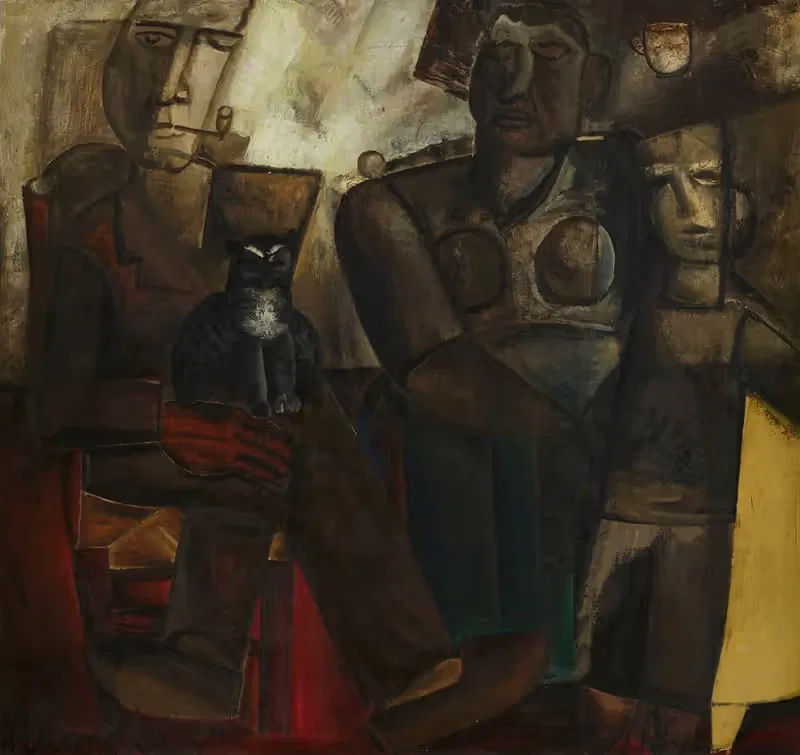 Крестьянская семья с кошкой by Констант Пермеки, 1928 — digital art print download